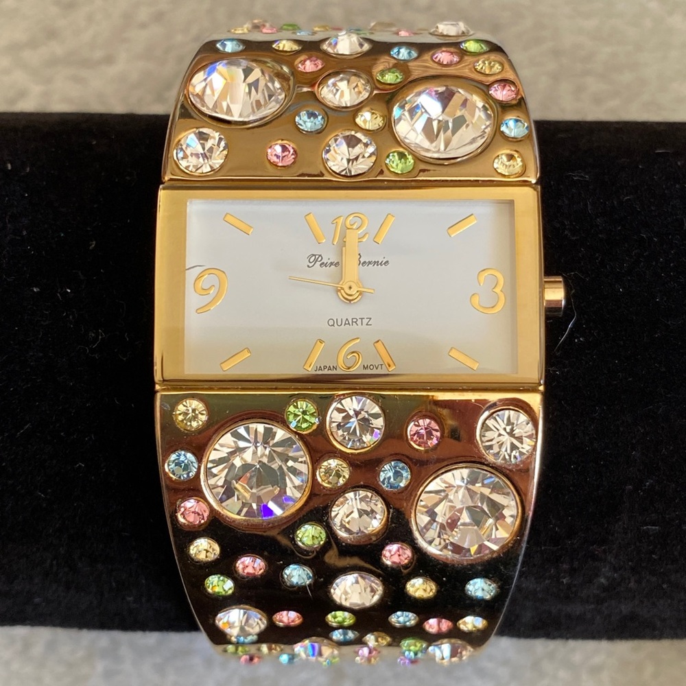 Peire Bernie gold tone ladies watch with gems